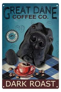 Funny Great Dane Coffee Co. Metal Tin Sign