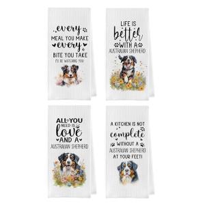 Funny Australian Shepherd Kitchen Towels Set of 4