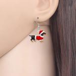 Dachshund Drop Dangle Christmas Earrings for Dog Lovers