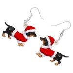 Dachshund Drop Dangle Christmas Earrings for Dog Lovers