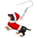 Dachshund Drop Dangle Christmas Earrings for Dog Lovers