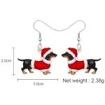 Dachshund Drop Dangle Christmas Earrings for Dog Lovers