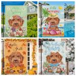 Golden Doodle Seasonal Garden Flags Set of 12