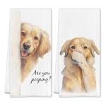 Golden Retriever Bathroom Towels - Set of 2