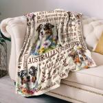 Cozy Australian Shepherd Flannel Throw Blanket 50x60in