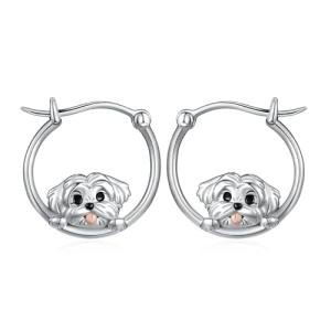 Maltese Dog Hoop Earrings for Dog Lovers