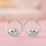 Maltese Dog Hoop Earrings for Dog Lovers