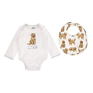 Doodle Dog Print Baby Crawler and Bib Set
