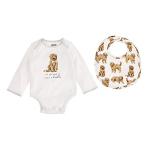 Doodle Dog Print Baby Crawler and Bib Set