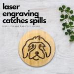 6 Bamboo Dog Coasters with Iron Holder