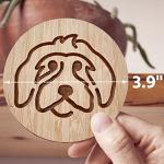 6 Bamboo Dog Coasters with Iron Holder