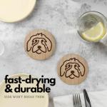 6 Bamboo Dog Coasters with Iron Holder