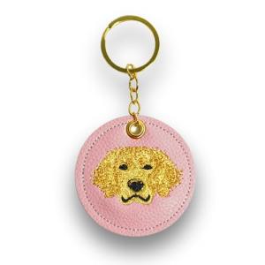Pink Golden Retriever Keychain - Cute Dog Charm