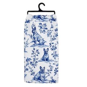 Blue and White French Bulldog Kitchen Towels