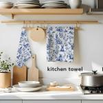 Blue and White French Bulldog Kitchen Towels