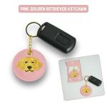 Pink Golden Retriever Keychain - Cute Dog Charm