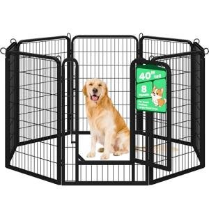 Yaheetech Dog Playpen, 40 inch 8 Panels Dog Pen for Indoor Heavy Duty Puppy Exercise Pen Metal Pet Fence for RV Camping/Yard/Garden