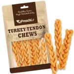 AFreschi Turkey Tendons for Dogs, USA-Sourced, Healthy Dog Treats, Rawhide-Free Puppy Chews, All Natural, Hypoallergenic Dog Treats, Classic Series, Braided Sticks, 3.5 oz Pack