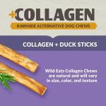 Wild Eats Real Duck Collagen Sticks for Dogs (25 Pack,5 Inch) Long Lasting Dog Chews No Hide Dog Treat Bully Stick Rawhide Free,Grain Free,High Protein