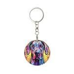 Novgift Great Dane Stained Dog Breed Glass Art Round Metal Keychain Key Holder Pendant
