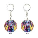 Novgift Great Dane Stained Dog Breed Glass Art Round Metal Keychain Key Holder Pendant
