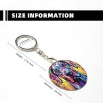 Novgift Great Dane Stained Dog Breed Glass Art Round Metal Keychain Key Holder Pendant