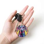 Novgift Great Dane Stained Dog Breed Glass Art Round Metal Keychain Key Holder Pendant