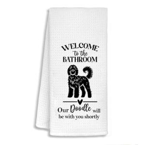 STHTTSW Bathroom Golden Doodle Hand Towels, Funny Goldendoodle Gifts Decorative Hand Towels for Toilet, Dog Lovers Mom Dad Gifts for Women Men, Funny Dog Bathroom Decor, 16x24 Inch