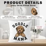 DENDOFENGE Doodle Mama Pillow Covers 18x18, Goldendoodle Dog Room Decor Decorations for The Home, Golden Doodle Dog Mom Lovers Owners Gifts Women Men