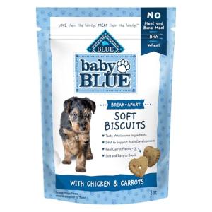Blue Buffalo Baby Blue Soft Biscuits with DHA, Natural Dog Treats for Puppies, Great for Training, with Chicken & Carrots, 8-oz Bag