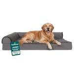 FurHaven Orthopedic Dog Bed for Large Dogs, L-Shaped Chaise Mattress with Orthopedic Egg Crate & Solid Orthopedic Foam Base for Joint Support, Washable Cover, Jumbo XL, Plush & Velvet, Platinum Gray
