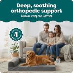 FurHaven Orthopedic Dog Bed for Large Dogs, L-Shaped Chaise Mattress with Orthopedic Egg Crate & Solid Orthopedic Foam Base for Joint Support, Washable Cover, Jumbo XL, Plush & Velvet, Platinum Gray