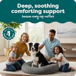 Furhaven 36" Round Calming Donut Dog Bed for Large/Medium Dogs, Refillable w/ Removable Washable Cover, For Dogs Up to 75 lbs - Shaggy Plush Long Faux Fur Donut Bed - Gray, Large