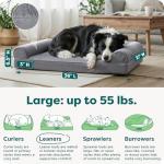 Furhaven Orthopedic Dog Bed for Large/Medium Dogs w/ Removable Bolsters & Washable Cover, For Dogs Up to 55 lbs - Plush & Suede Sofa - Gray, Large