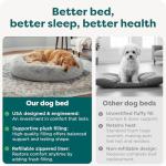 Furhaven 36" Round Calming Donut Dog Bed for Large/Medium Dogs, Refillable w/ Removable Washable Cover, For Dogs Up to 75 lbs - Shaggy Plush Long Faux Fur Donut Bed - Gray, Large