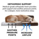 Furhaven Orthopedic Dog Bed for Large/Medium Dogs w/ Removable Bolsters & Washable Cover, For Dogs Up to 55 lbs - Two-Tone Plush Faux Fur & Suede L Shaped Chaise - Espresso, Large