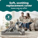 FurHaven Replacement Dog Bed Cover, Sofa-Style Design with Ultra-Plush Sleep Surface for Protecting Pet Mattresses, Zippered & Machine Washable, Jumbo Plus XXL, Plush & Suede, Gray