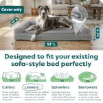 FurHaven Replacement Dog Bed Cover, Sofa-Style Design with Ultra-Plush Sleep Surface for Protecting Pet Mattresses, Zippered & Machine Washable, Jumbo Plus XXL, Plush & Suede, Gray