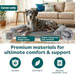 FurHaven Replacement Dog Bed Cover, Sofa-Style Design with Ultra-Plush Sleep Surface for Protecting Pet Mattresses, Zippered & Machine Washable, Jumbo Plus XXL, Plush & Suede, Gray