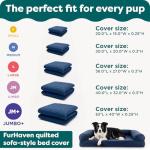 FurHaven Replacement Dog Bed Cover, Sofa-Style Design with Ultra-Plush Sleep Surface for Protecting Pet Mattresses, Zippered & Machine Washable, Jumbo Plus XXL, Plush & Suede, Gray