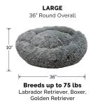Furhaven Replacement Donut Dog Bed Cover Plush Long Faux Fur Calming Cuddler, Machine Washable - Gray, Large