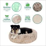 Furhaven 30" Round Calming Donut Dog Bed for Medium/Small Dogs, Refillable w/ Removable Washable Cover, For Dogs Up to 45 lbs - Shaggy Plush Long Faux Fur Donut Bed - Taupe, Medium