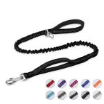 BUMBIN 6Ft Bungee Leash With 2 Handles for Large, Medium, Small Dogs - Heavy Duty, No Pull Shock Absorbing With Car Seat Belt for Training, Black