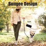 BUMBIN 6Ft Bungee Leash With 2 Handles for Large, Medium, Small Dogs - Heavy Duty, No Pull Shock Absorbing With Car Seat Belt for Training, Black