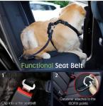 VavoPaw Dog Seat Belt, Safety Vest Dog Car Harness with Adjustable Buckle Dog Seat Belt for Vehicle Nylon Pet Safety Seat Belts Heavy Duty(L, Black)
