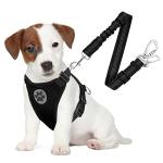 SlowTon Dog Seat Belt Harness for Car, Dog Car Harness Adjustable Mesh Breathable & Dog Seatbelt Safety Tether with Elastic Bungee for Small Medium Large Pets(Black, Double Clip, S)