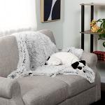 Furhaven Waterproof Throw Blanket for Dogs & Indoor Cats, Washable - Shaggy Plush Calming Long Faux Fur & Velvet Dog Blanket - Mist Gray, Medium