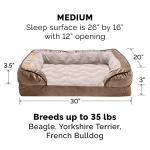Furhaven Memory Foam Dog Bed for Medium/Small Dogs w/ Removable Bolsters & Washable Cover, For Dogs Up to 35 lbs - Plush & Velvet Waves Perfect Comfort Sofa - Brownstone, Medium