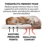 Furhaven Memory Foam Dog Bed for Medium/Small Dogs w/ Removable Bolsters & Washable Cover, For Dogs Up to 35 lbs - Plush & Velvet Waves Perfect Comfort Sofa - Brownstone, Medium