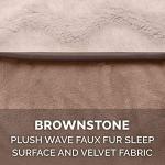 Furhaven Memory Foam Dog Bed for Medium/Small Dogs w/ Removable Bolsters & Washable Cover, For Dogs Up to 35 lbs - Plush & Velvet Waves Perfect Comfort Sofa - Brownstone, Medium